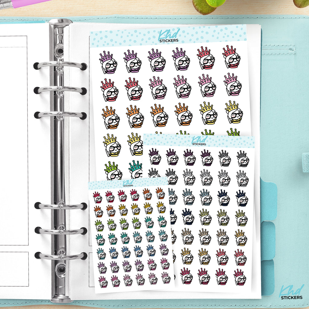 Wear Your Crown Planner Girl Stickers - Planner Stickers - Removable Small