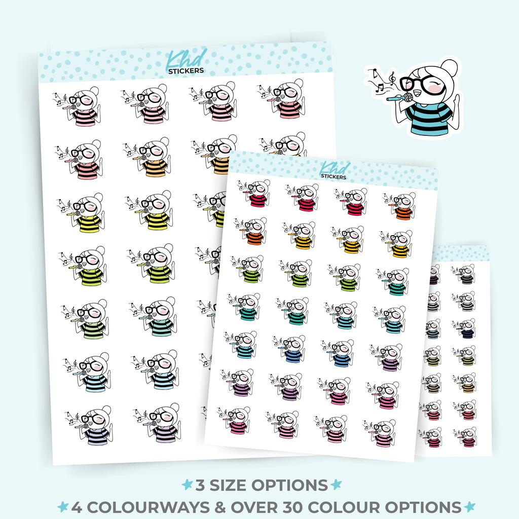 Singing Planner Girl Leona Planner Stickers Small