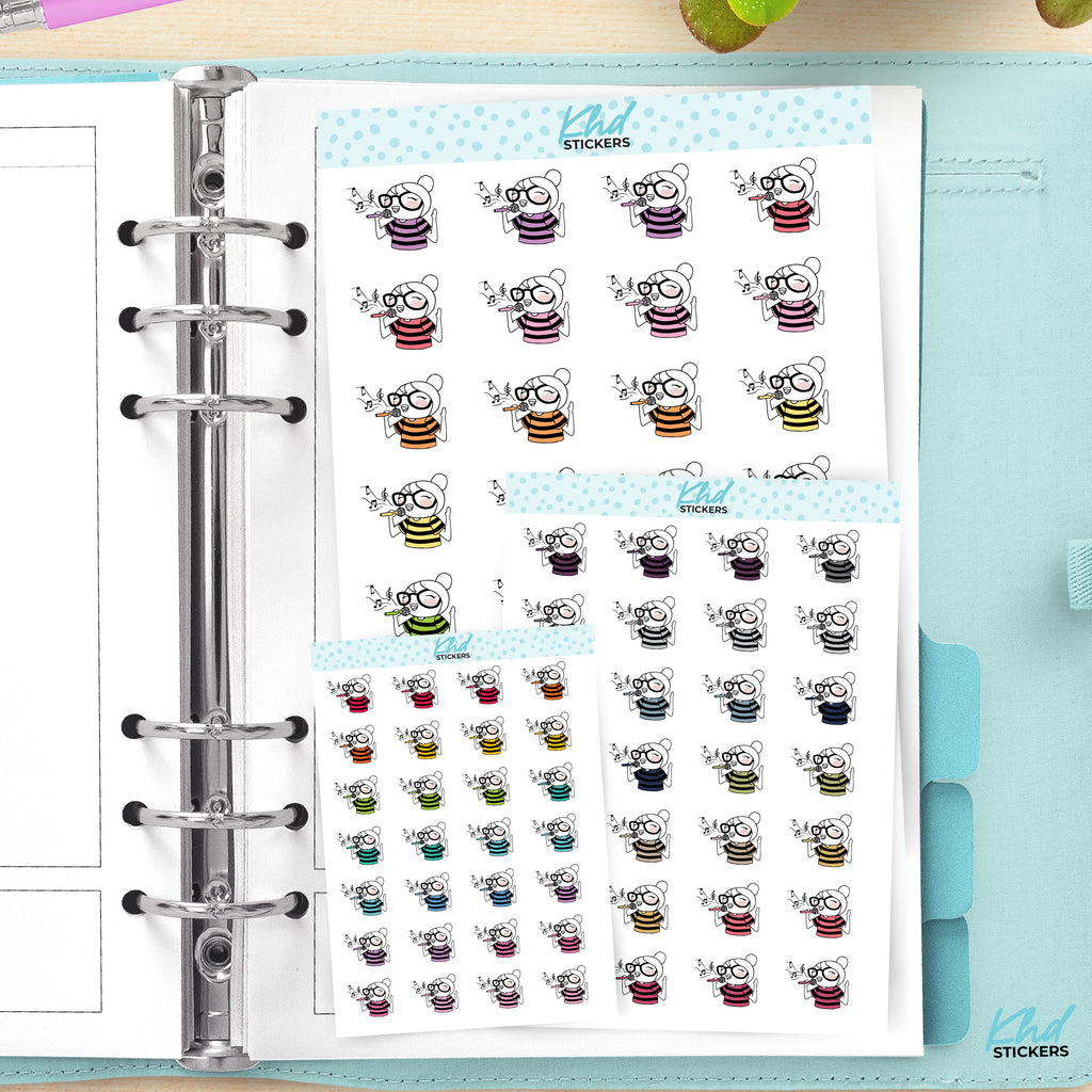 Singing Planner Girl Leona Planner Stickers Small