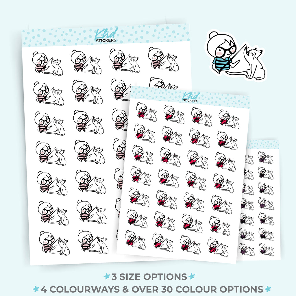 Planner Girl with Cat Planner Stickers Small