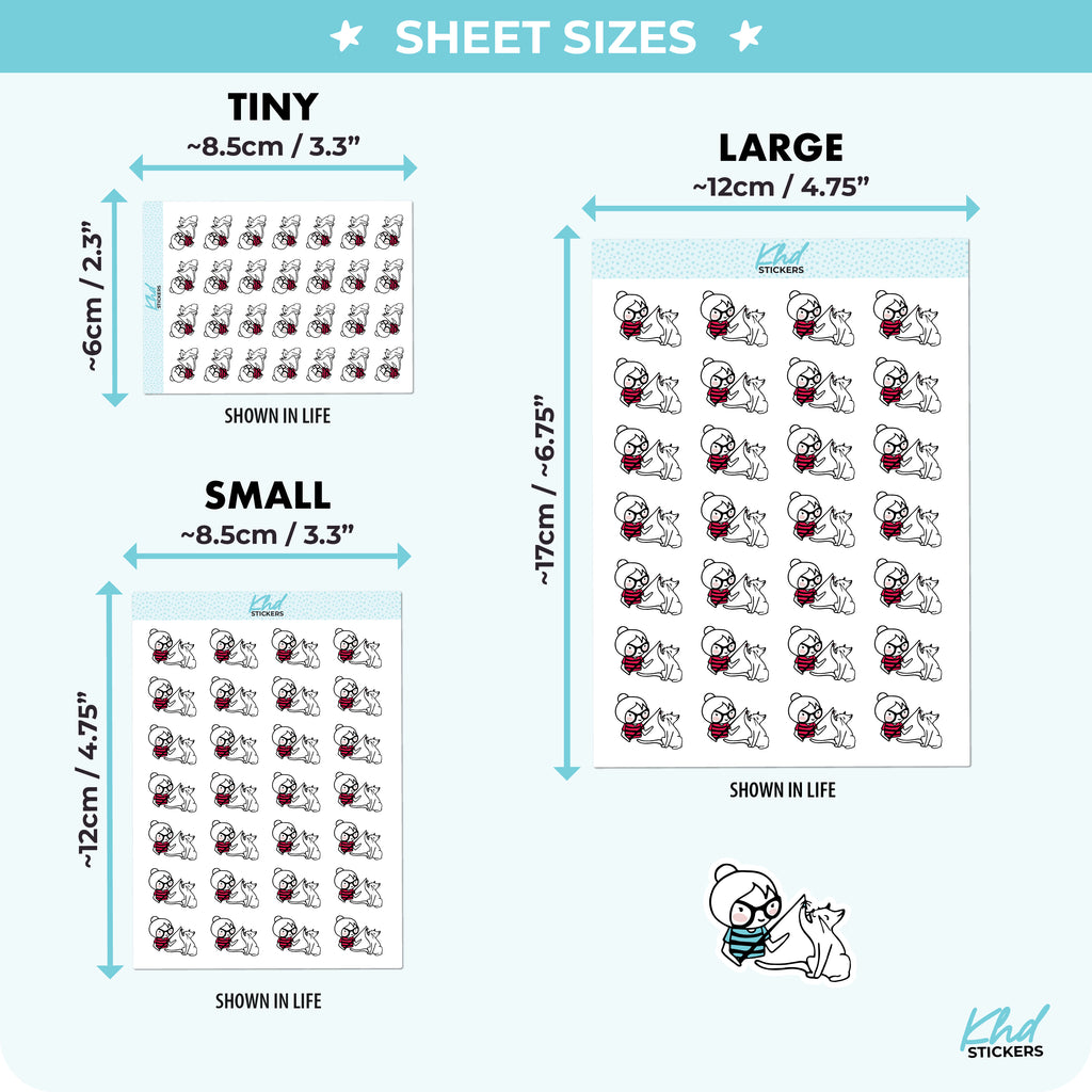 Planner Girl with Cat Planner Stickers Small