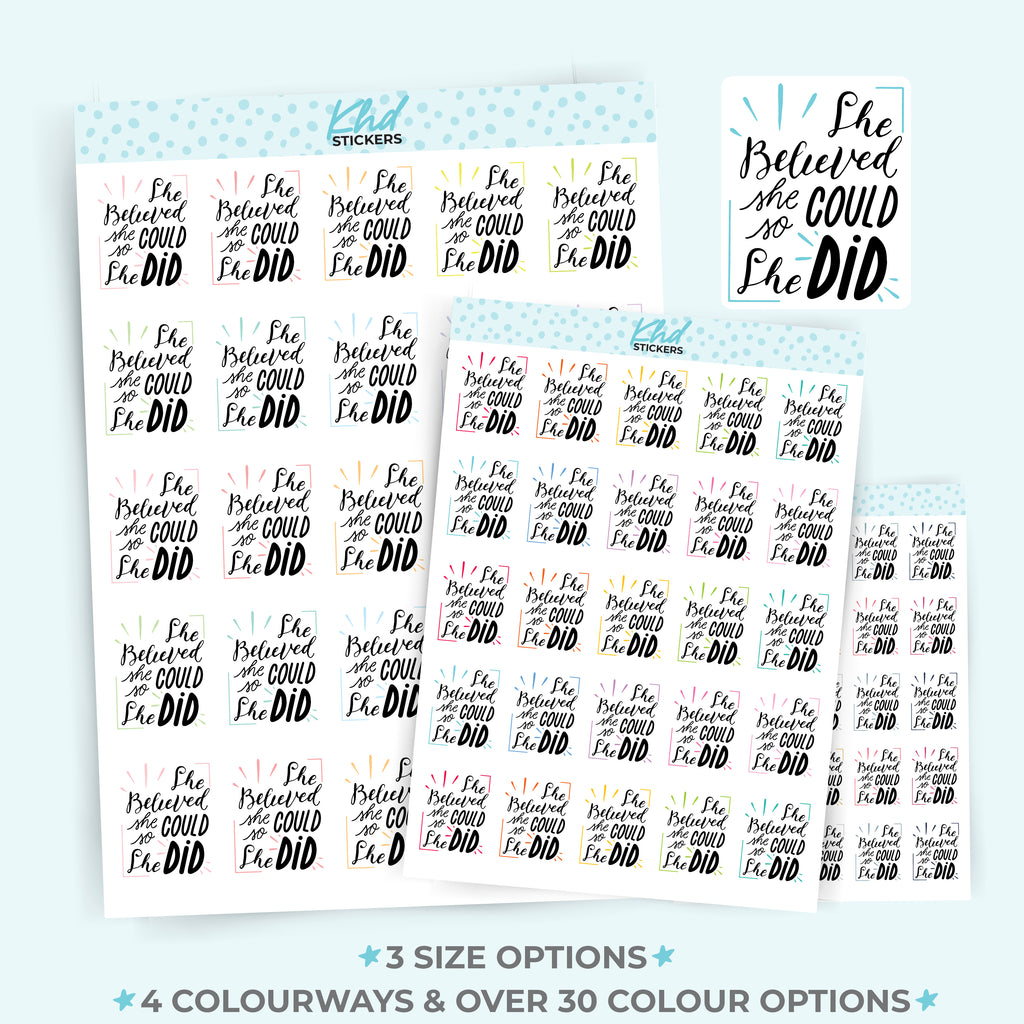 She Believed She Could motivational Planner Stickers Small