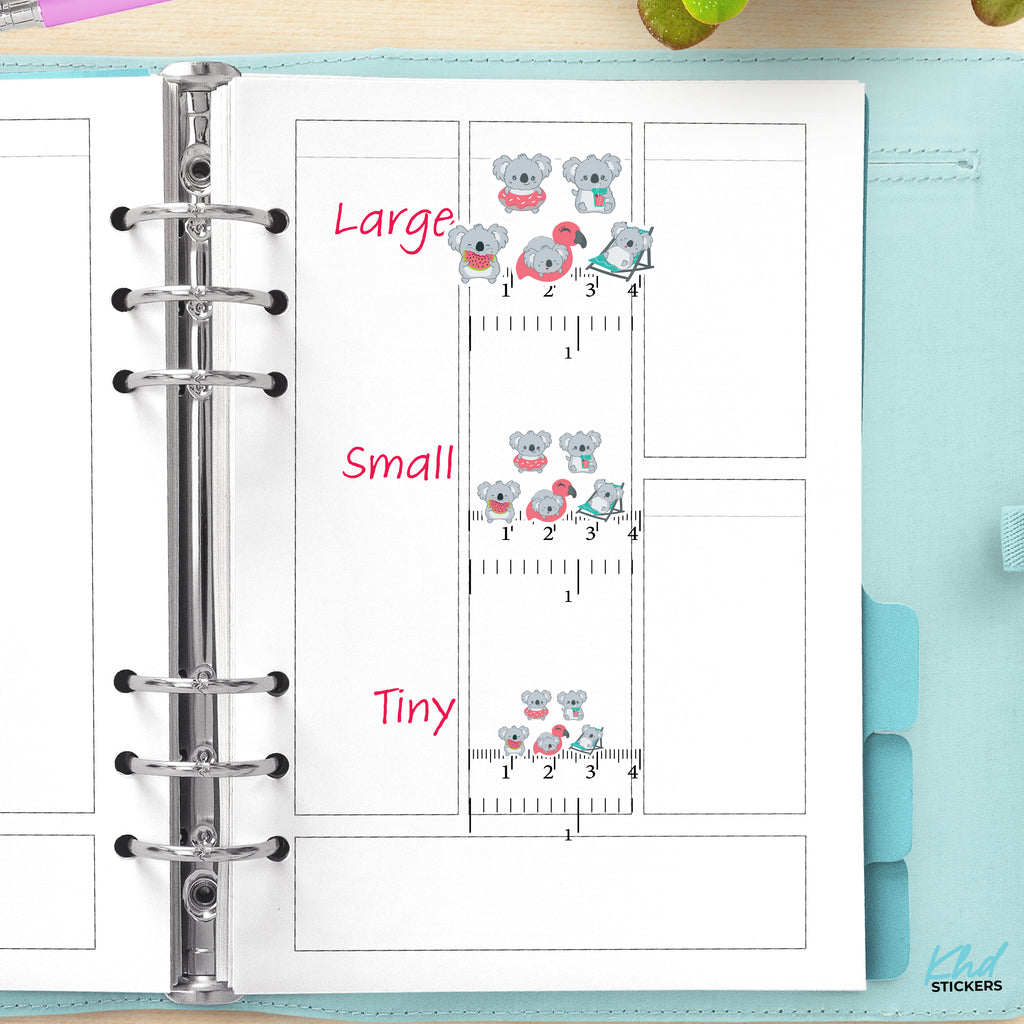 Decorative Summer Koala Planner Stickers Small