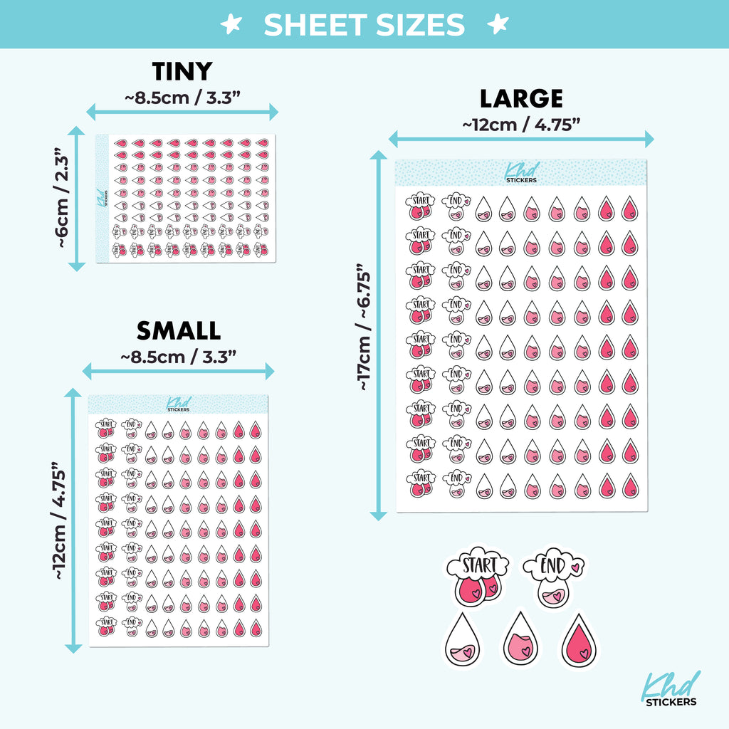 Period Care Stickers Small / Mixed Sheet