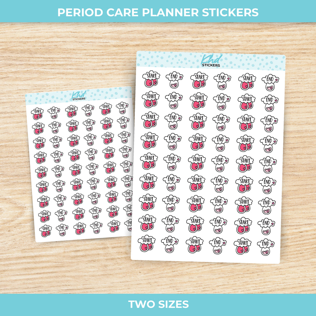 Period Care Stickers Small / Start and End Only