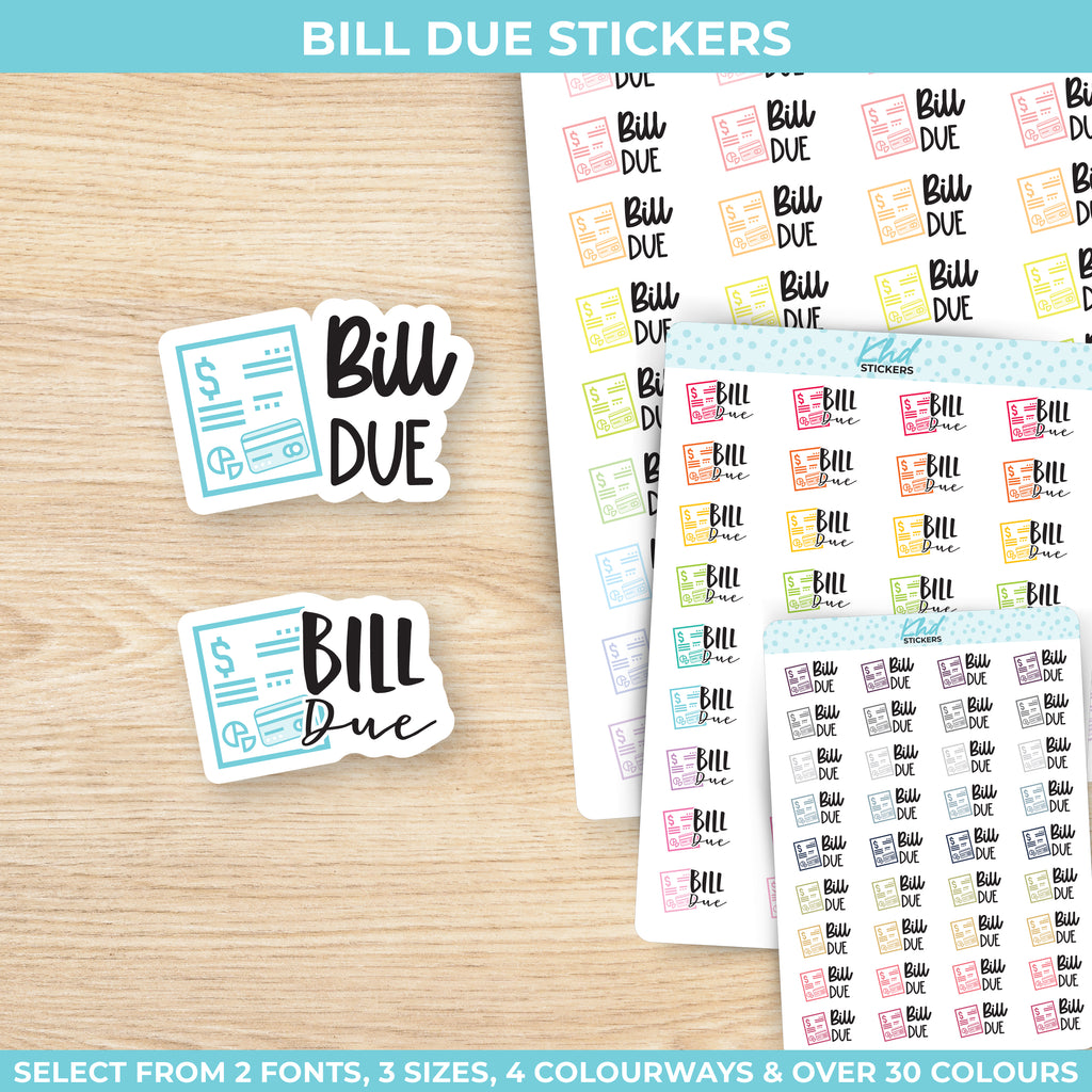 Bill Due Stickers Small