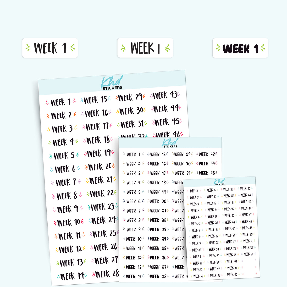 Week Numbers Stickers Weeks Of The Year Stickers – KHDStickers