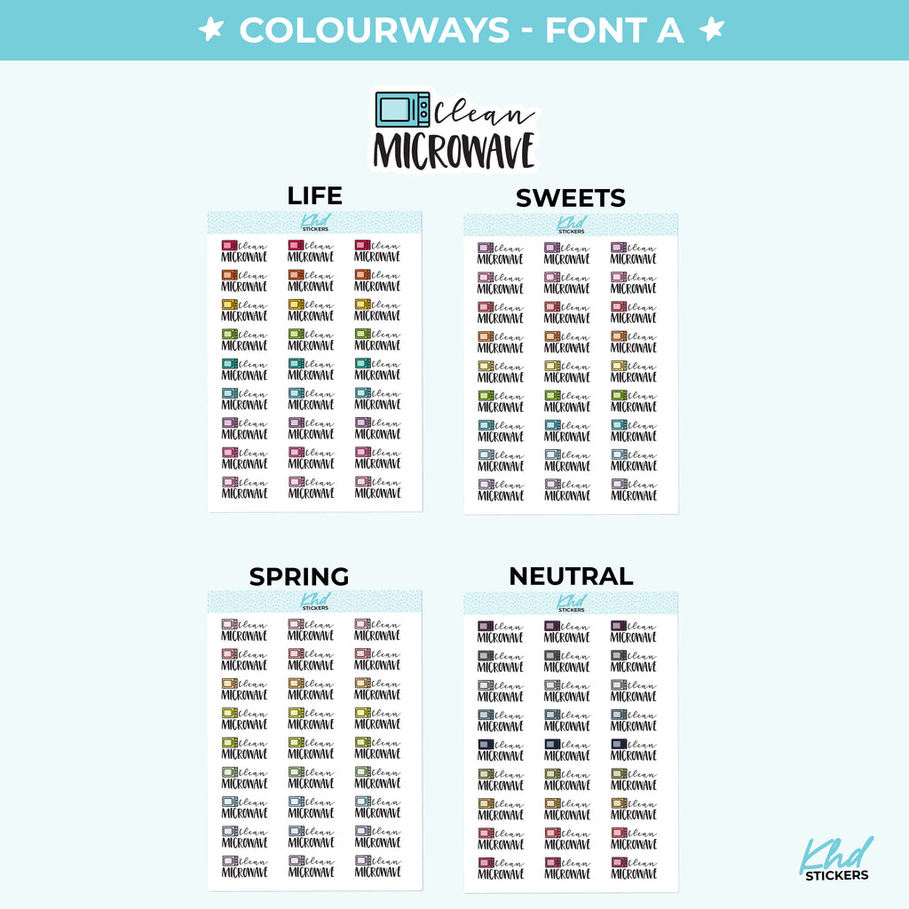 Clean Microwave Stickers Small
