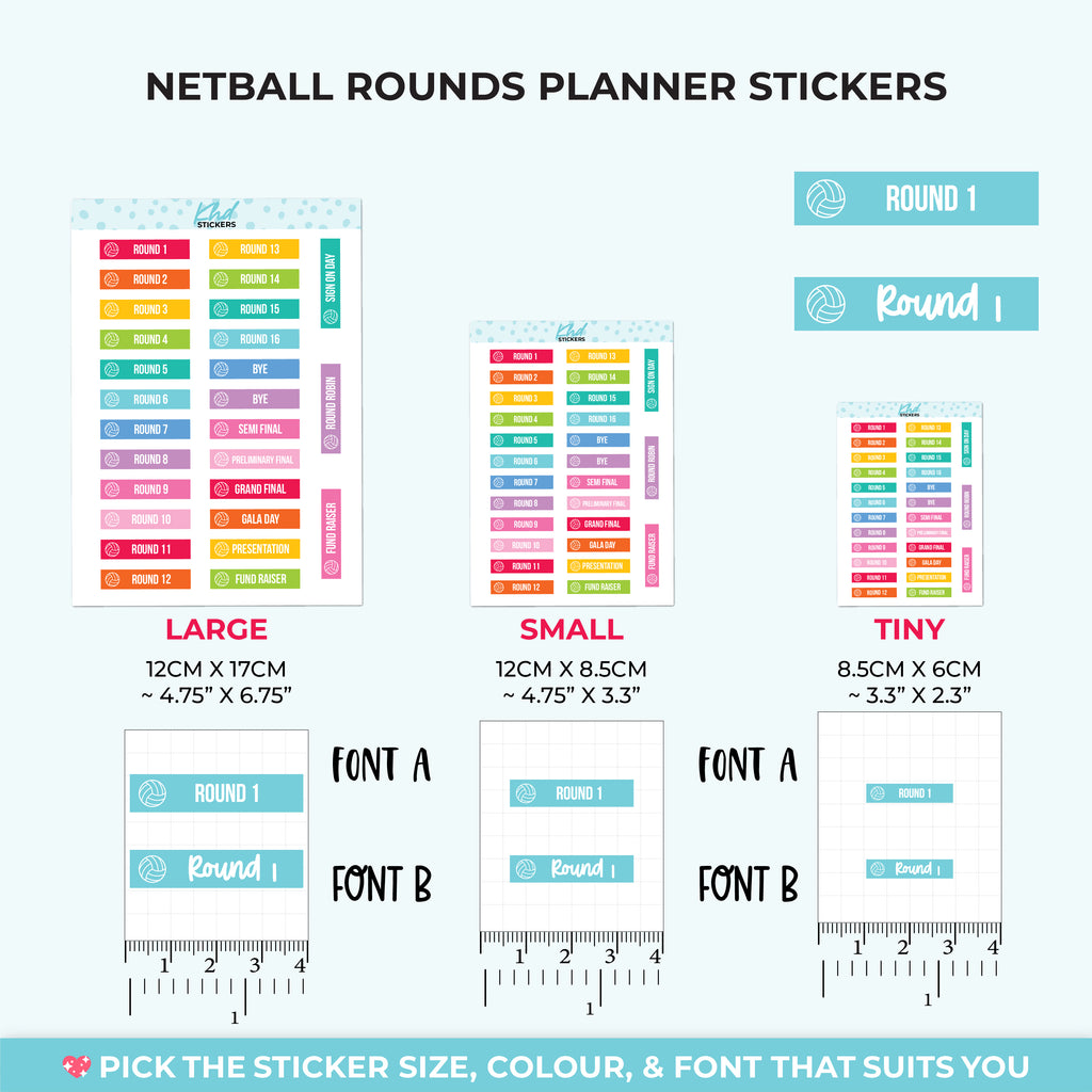 Netball Round Stickers Small