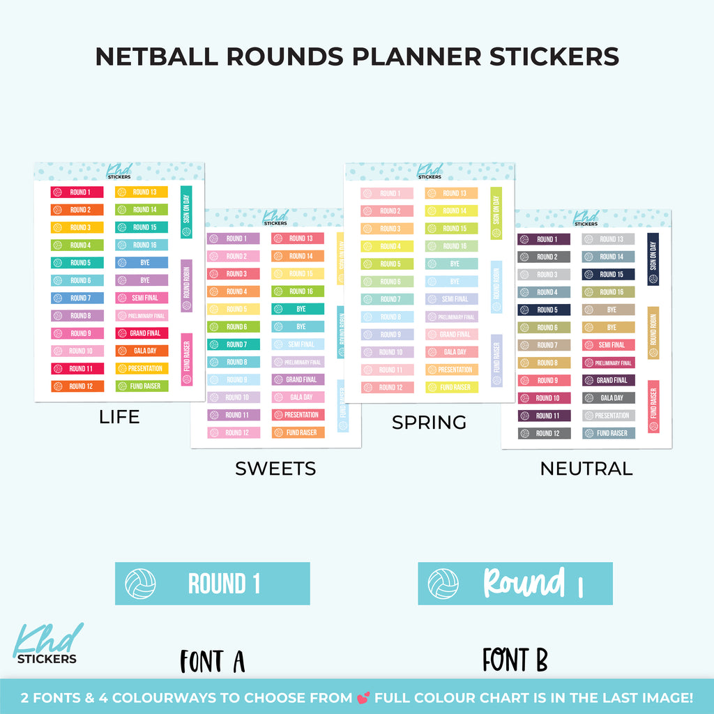 Netball Round Stickers Small