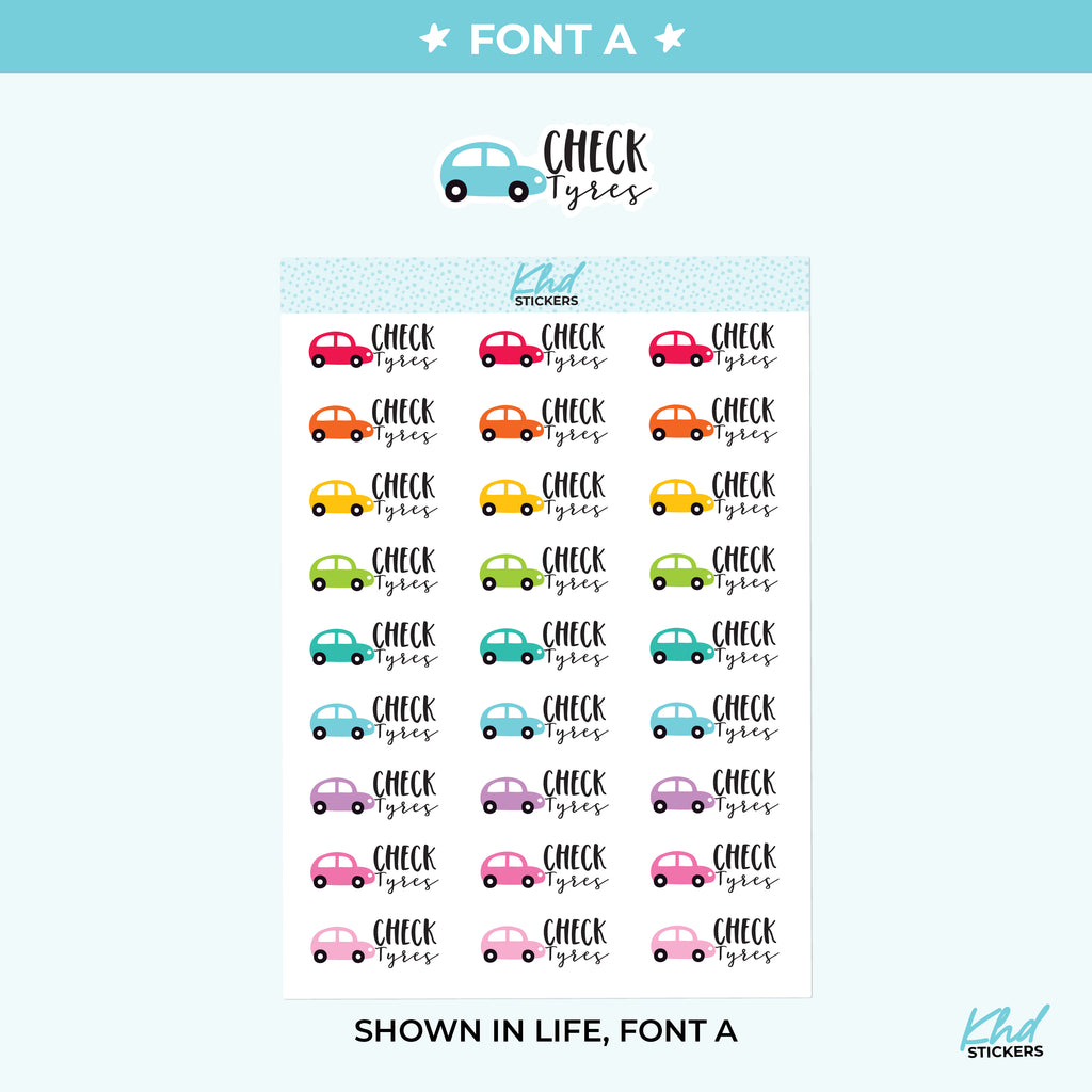 Check Tyres Car Care Planner Stickers Small