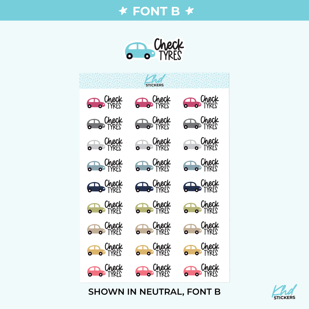 Check Tyres Car Care Planner Stickers Small