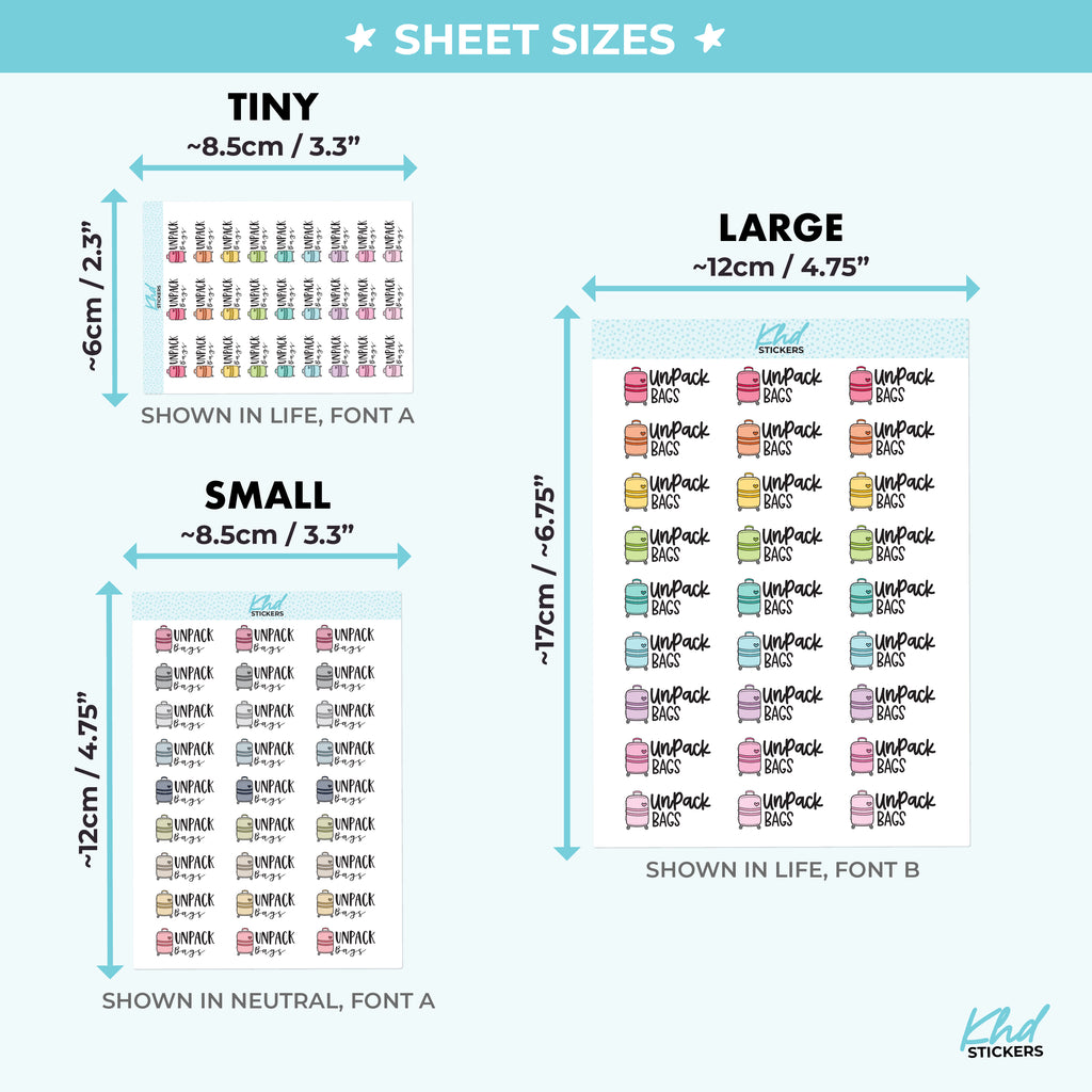 Unpack Bags Planner Stickers Small