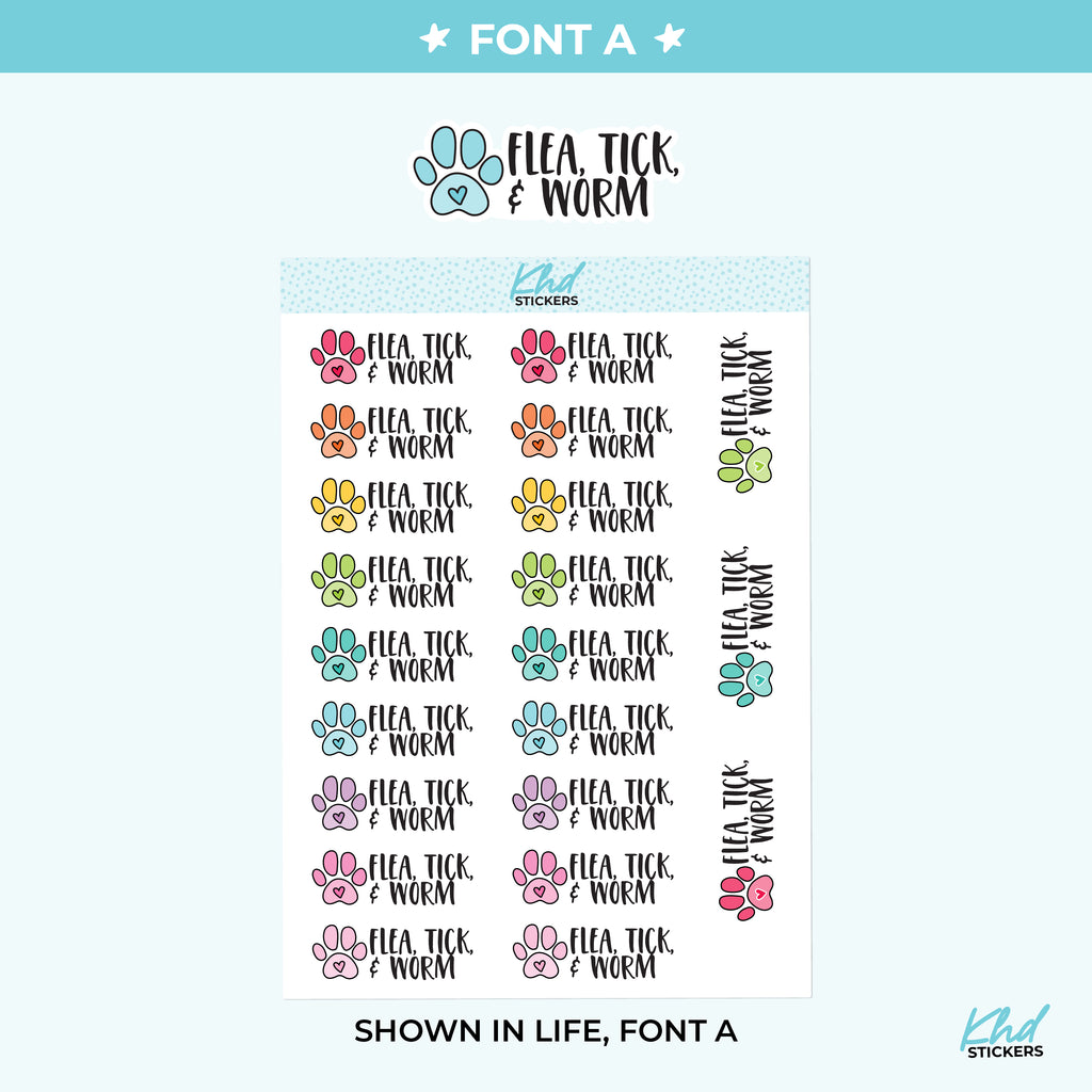 Flea Tick & Worm Reminder Stickers Small