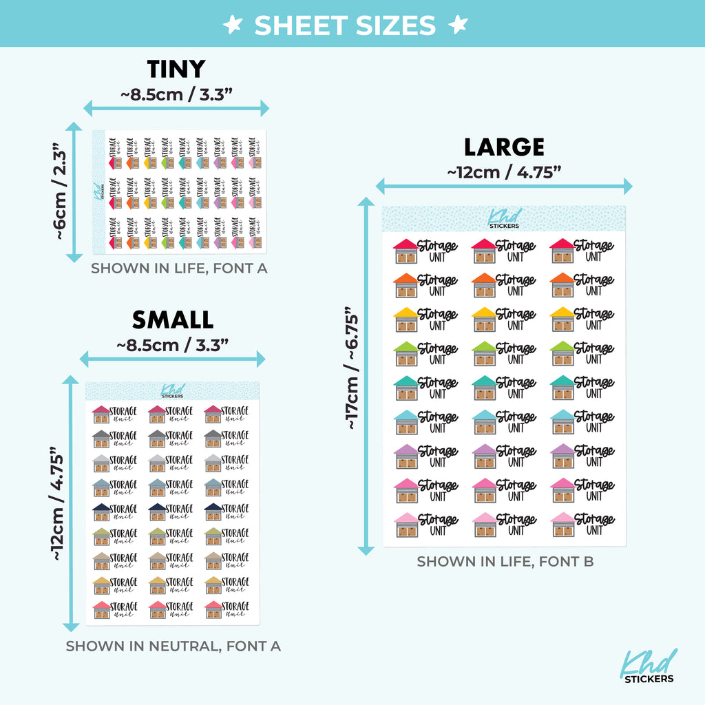 Storage Unit Planner Stickers Small