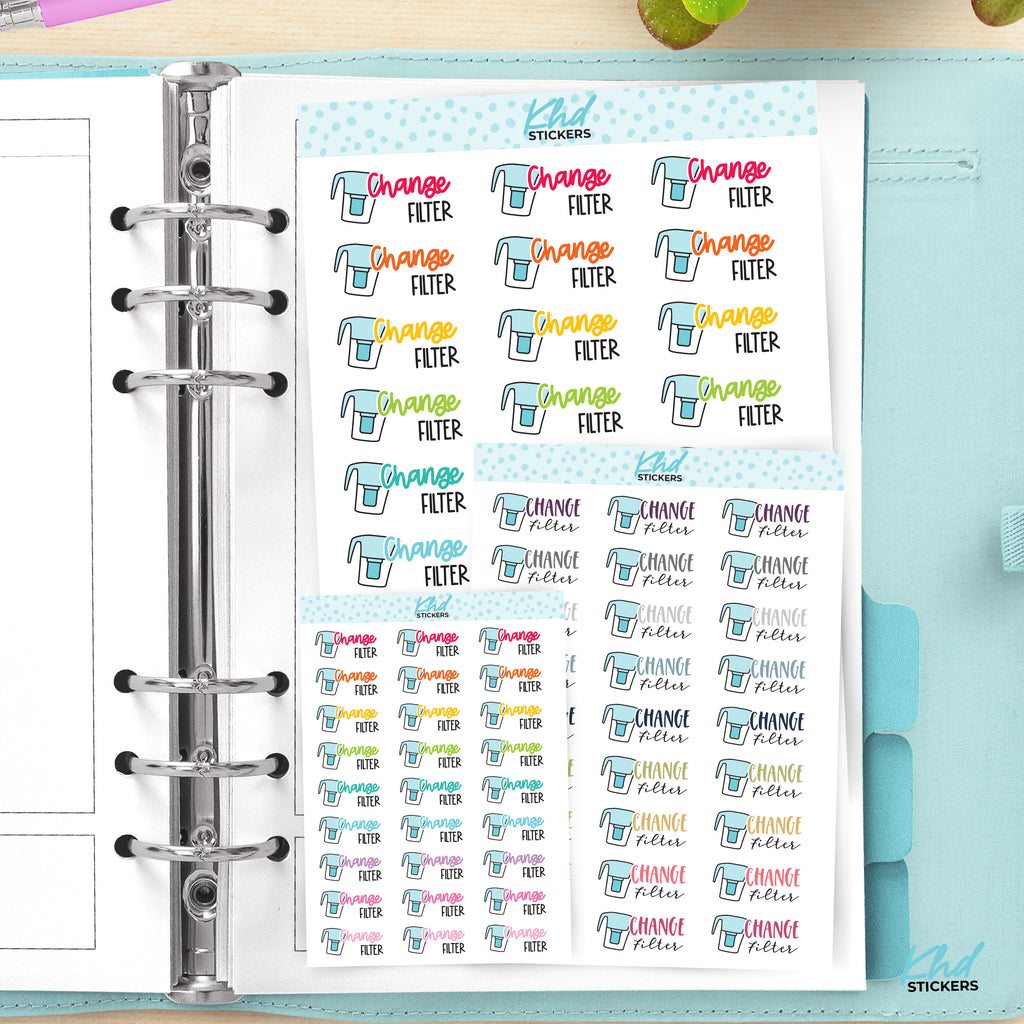 Change Water Filter Planner Stickers Small