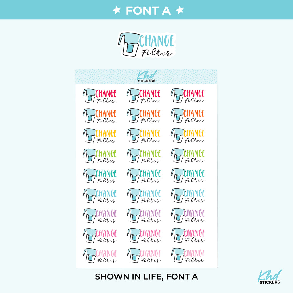 Change Water Filter Planner Stickers Small