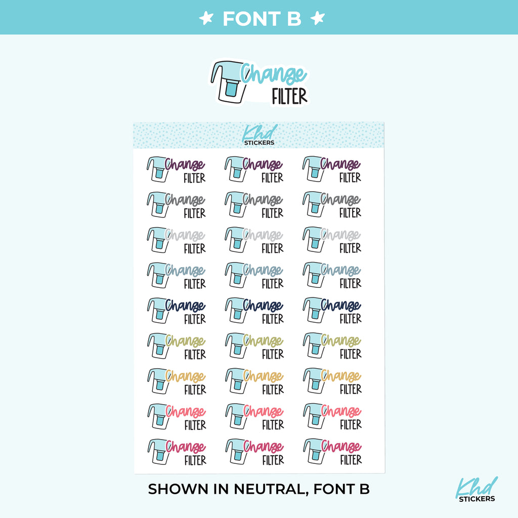 Change Water Filter Planner Stickers Small