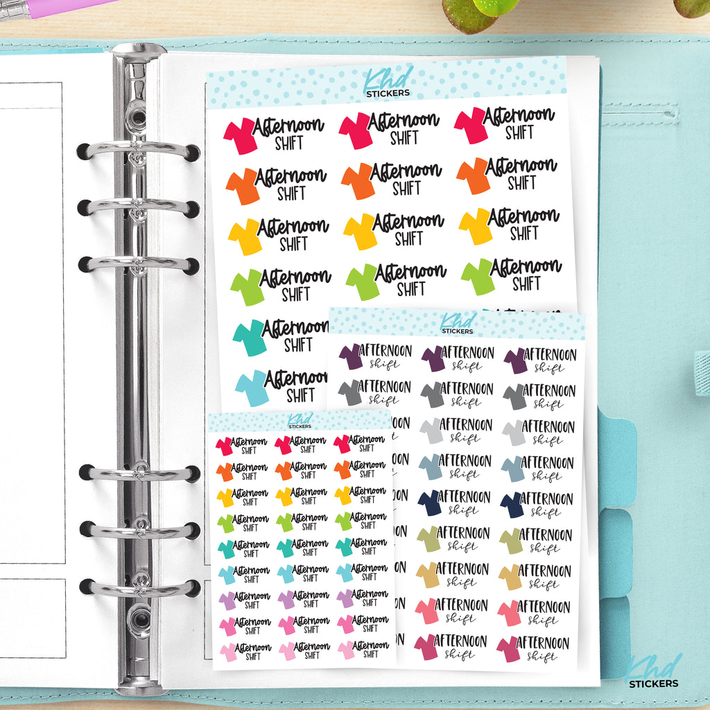 Afternoon Shift - Medical and Nurse Scrubs Shift Planner Stickers Small