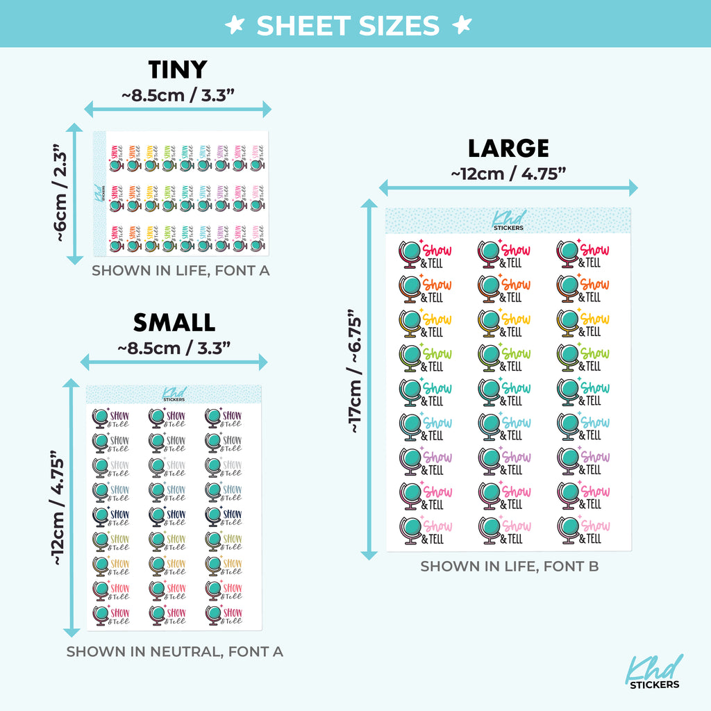 Show and Tell  Planner Stickers Small