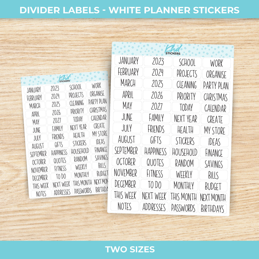 Planner Divider Labels Small