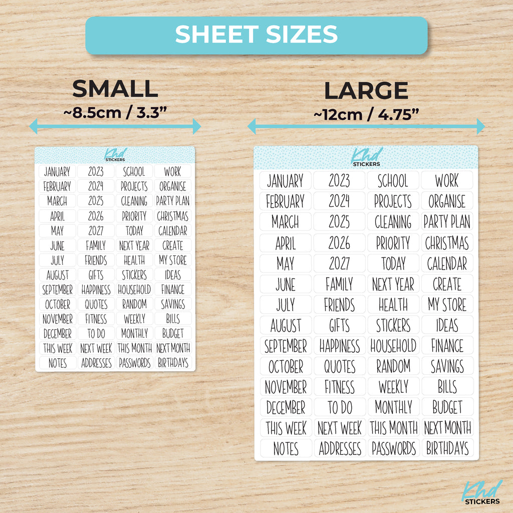 Planner Divider Labels Small