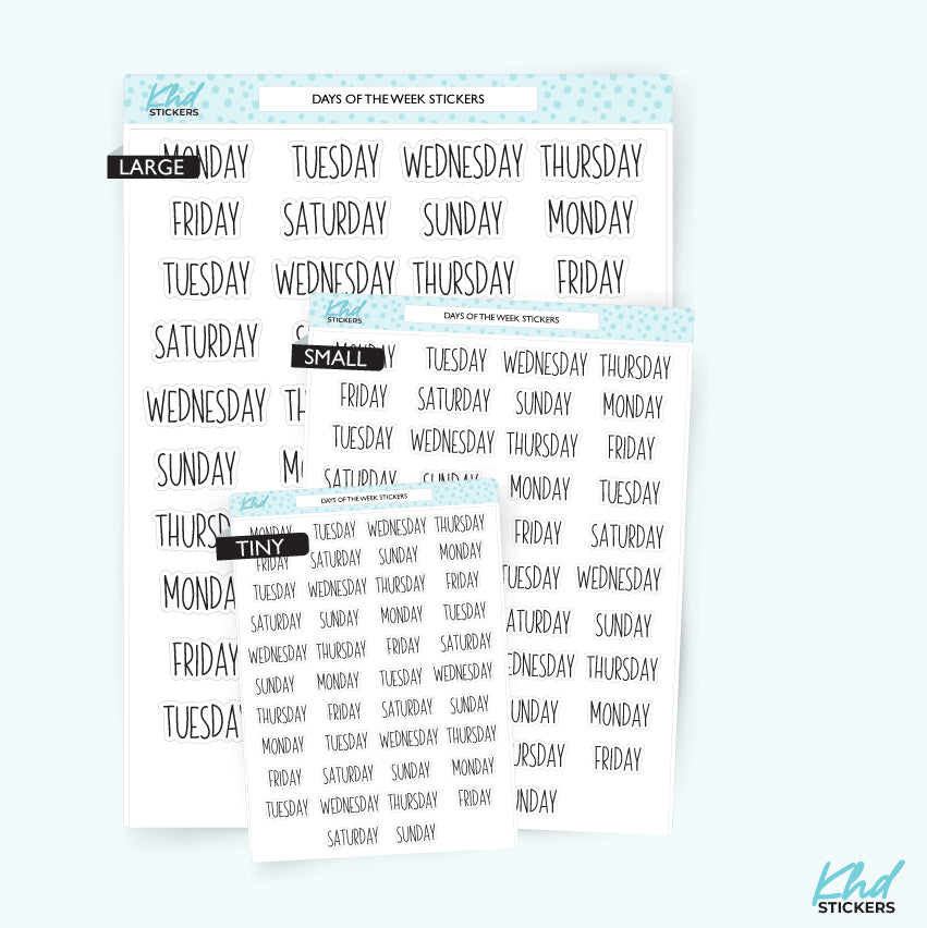 Days of The Week Stickers Small