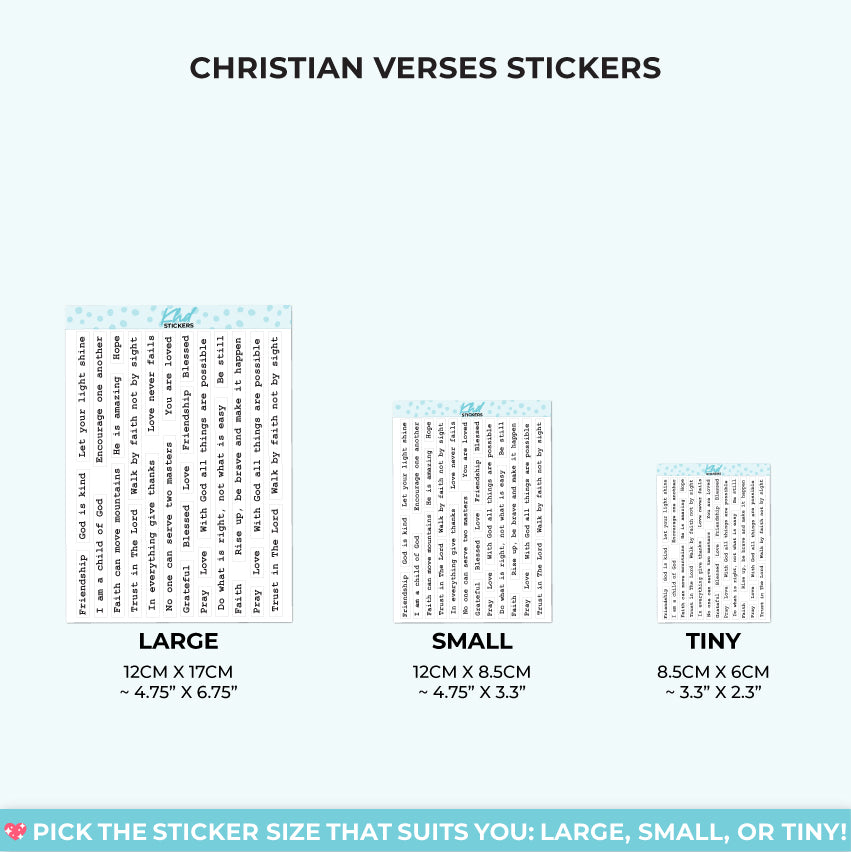Typed Motivation & Christian Verse Planner Stickers Small