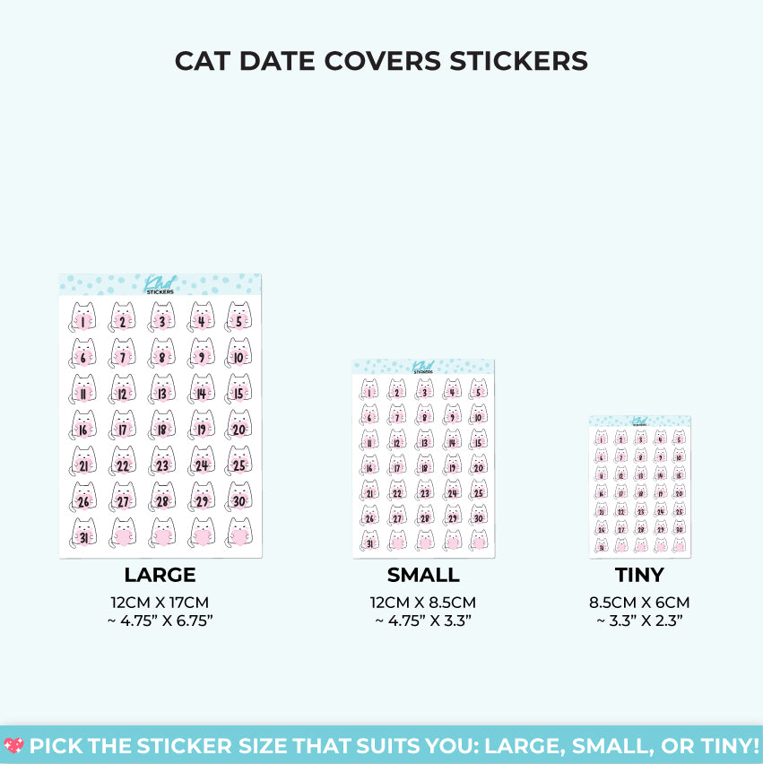 Cute Cat Date Cover Planner Stickers Small