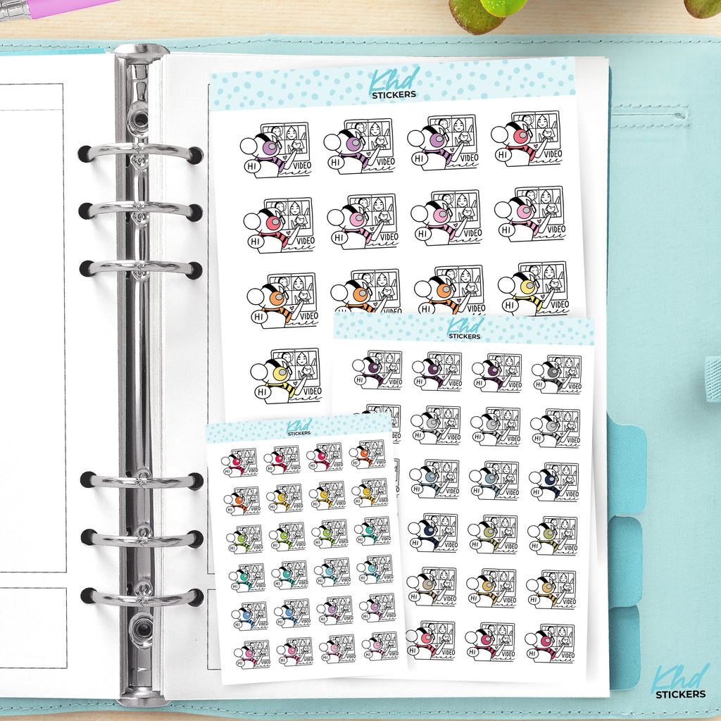 Planner Girl Leona Video Conference Planner Stickers Large