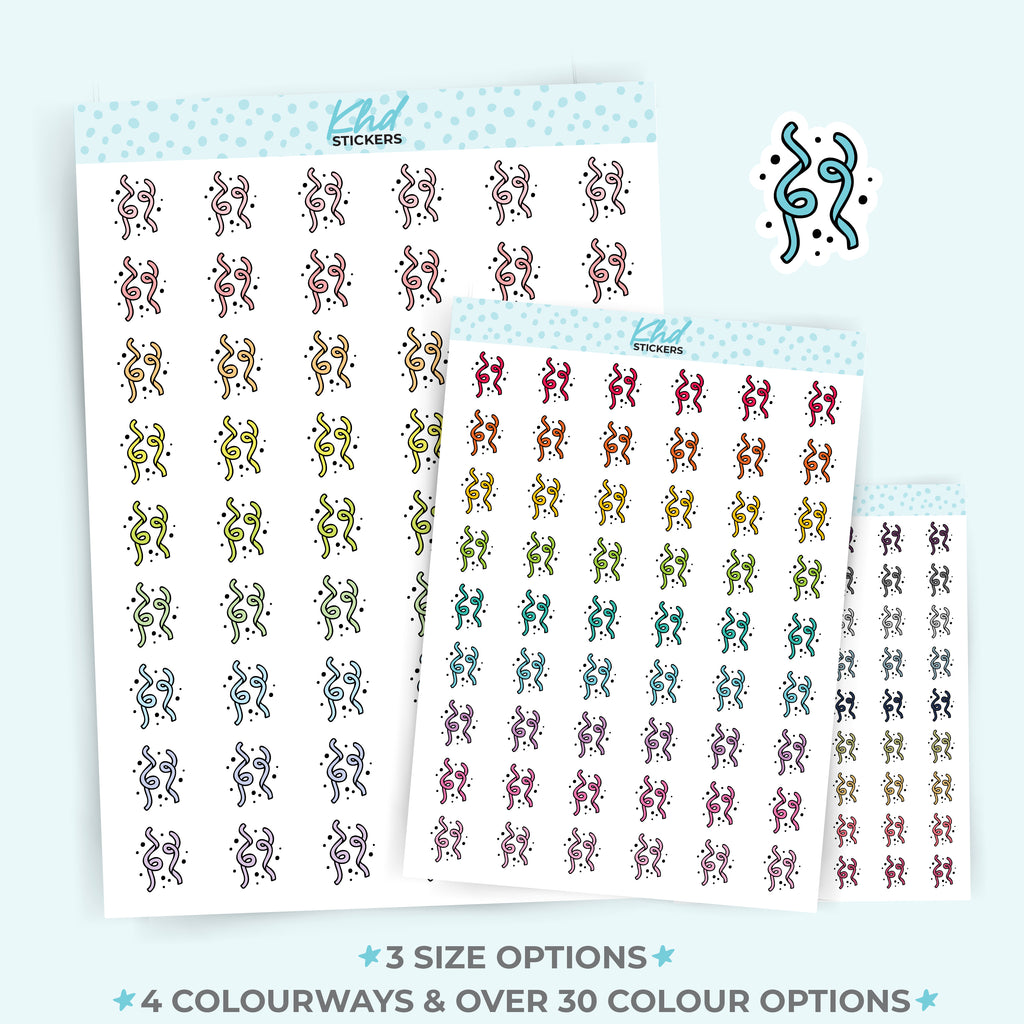 Party Streamers Planner Stickers Small