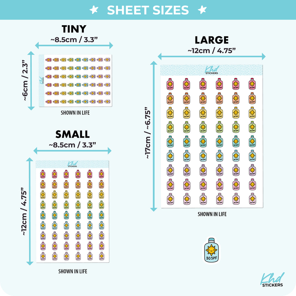 SPF Sunscreen Planner Sticker icons Small