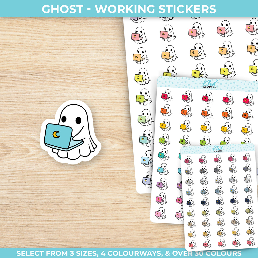 Ghost at Work or Relaxing with their Laptop Planner Stickers Small