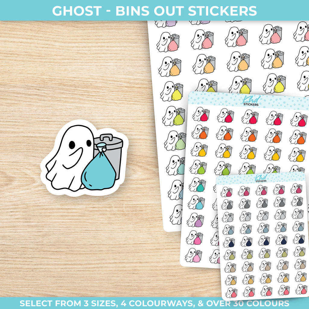 Ghost Bin Out Reminders Planner Stickers Small