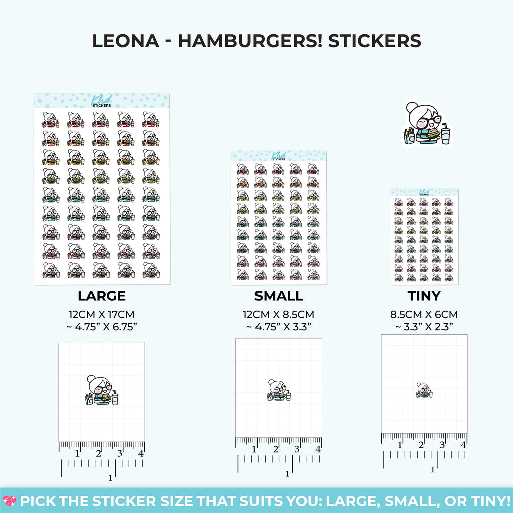 Planner Girl Leona with a Hamburger Small