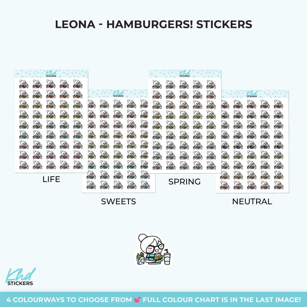 Planner Girl Leona with a Hamburger Small