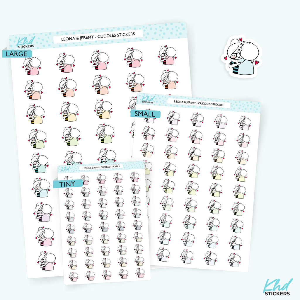 Planner Girl Leona with Jeremy Cuddles and Hugs Planner Stickers Small
