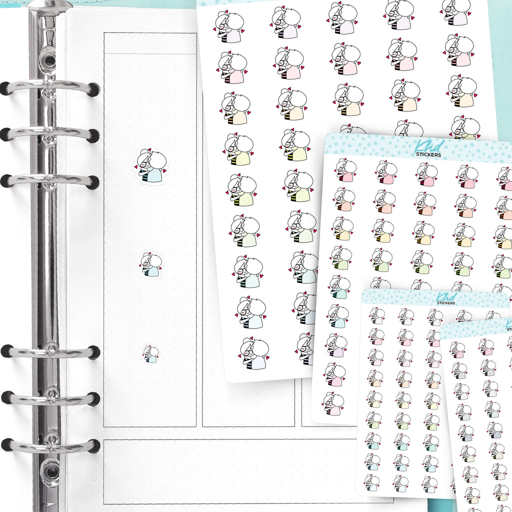 Planner Girl Leona with Jeremy Cuddles and Hugs Planner Stickers Small