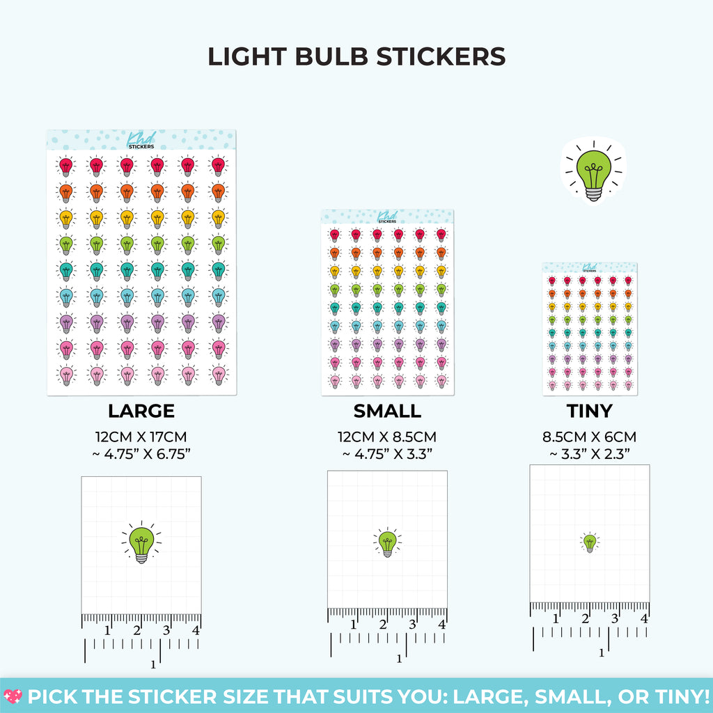 Light Bulb Stickers – Functional Planner Icon in Multiple Colours Small