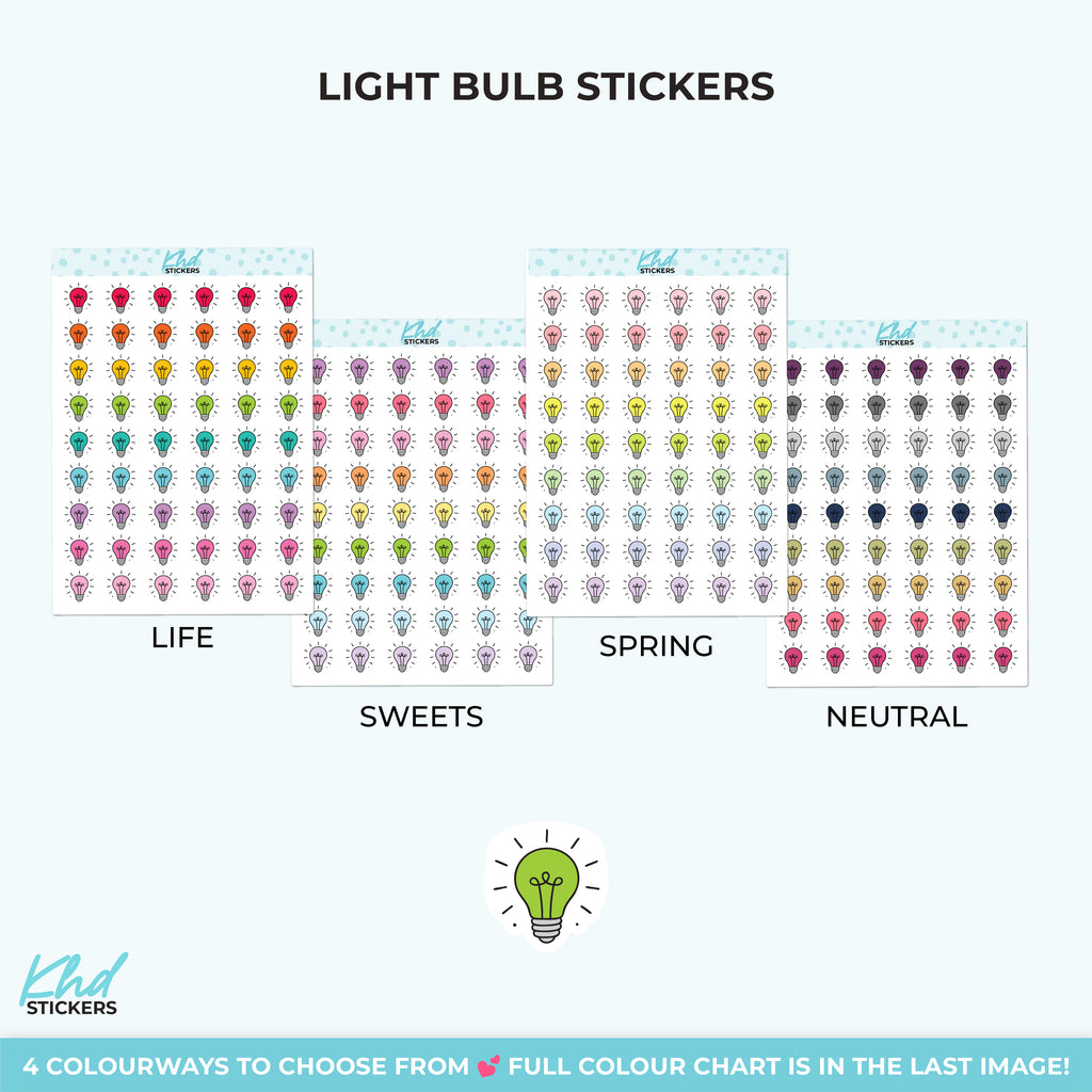 Light Bulb Stickers – Functional Planner Icon in Multiple Colours Small