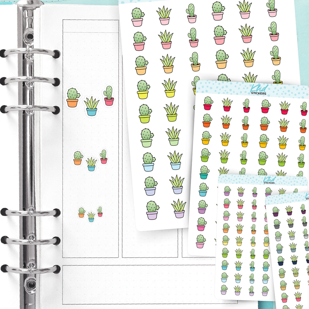 Cactus Pot Plant Stickers Small / LIFE
