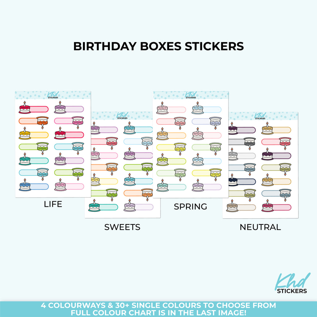 Birthday Boxes – Celebration Stickers for Planners Vinyl (repositionable) / LIFE