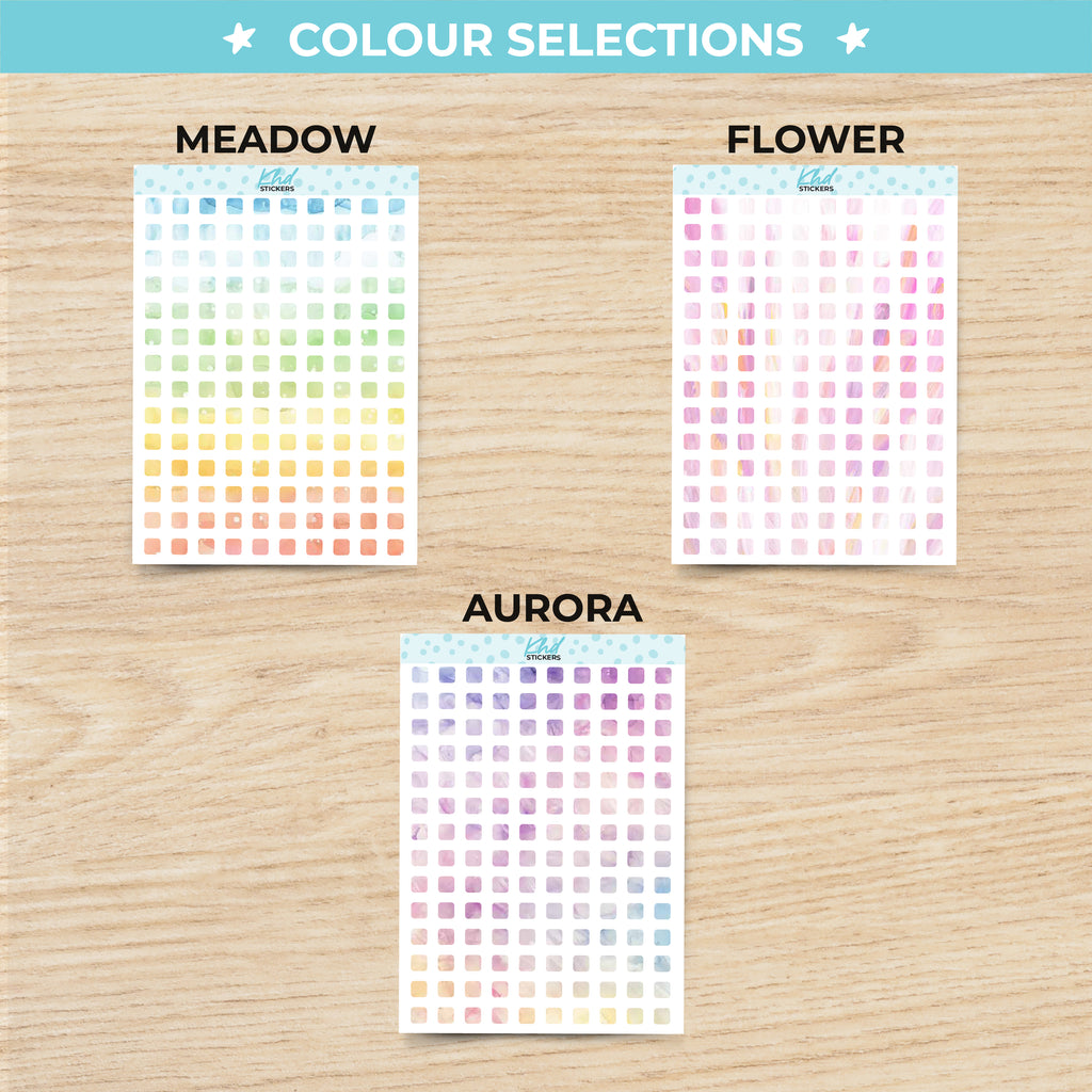 Watercolour Squares Planner Stickers Aurora