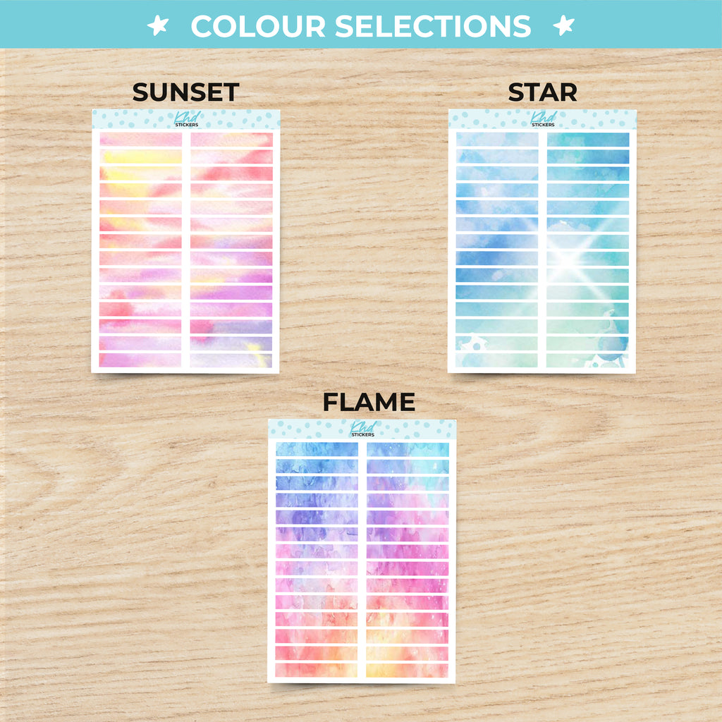 Watercolour Header Strips Planner Stickers Aurora