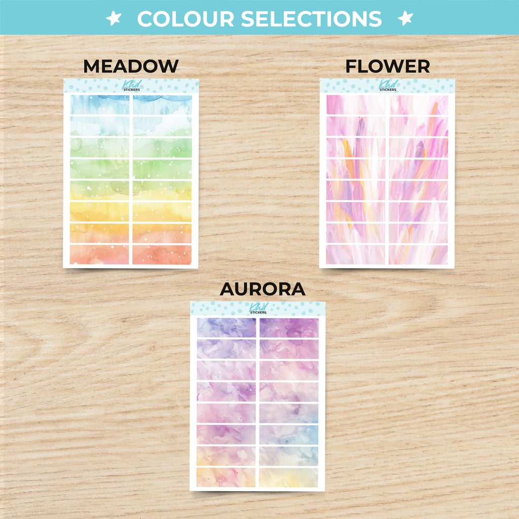 Watercolour Boxes Planner Stickers Aurora