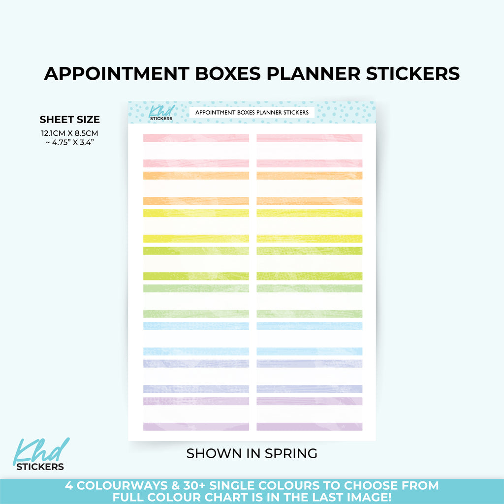Watercolour Appointment Box Stickers – Functional Planner Labels Vinyl (Removable) / LIFE