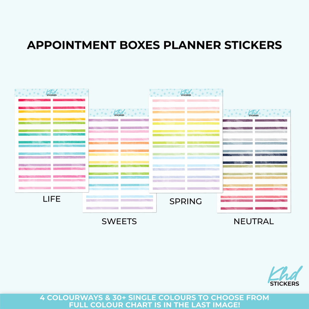 Watercolour Appointment Box Stickers – Functional Planner Labels Vinyl (Removable) / LIFE