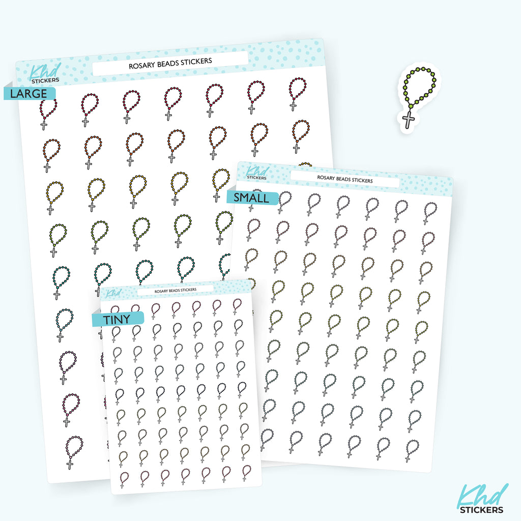Rosary Beads Stickers – Hand Drawn Faith Stickers Small / LIFE