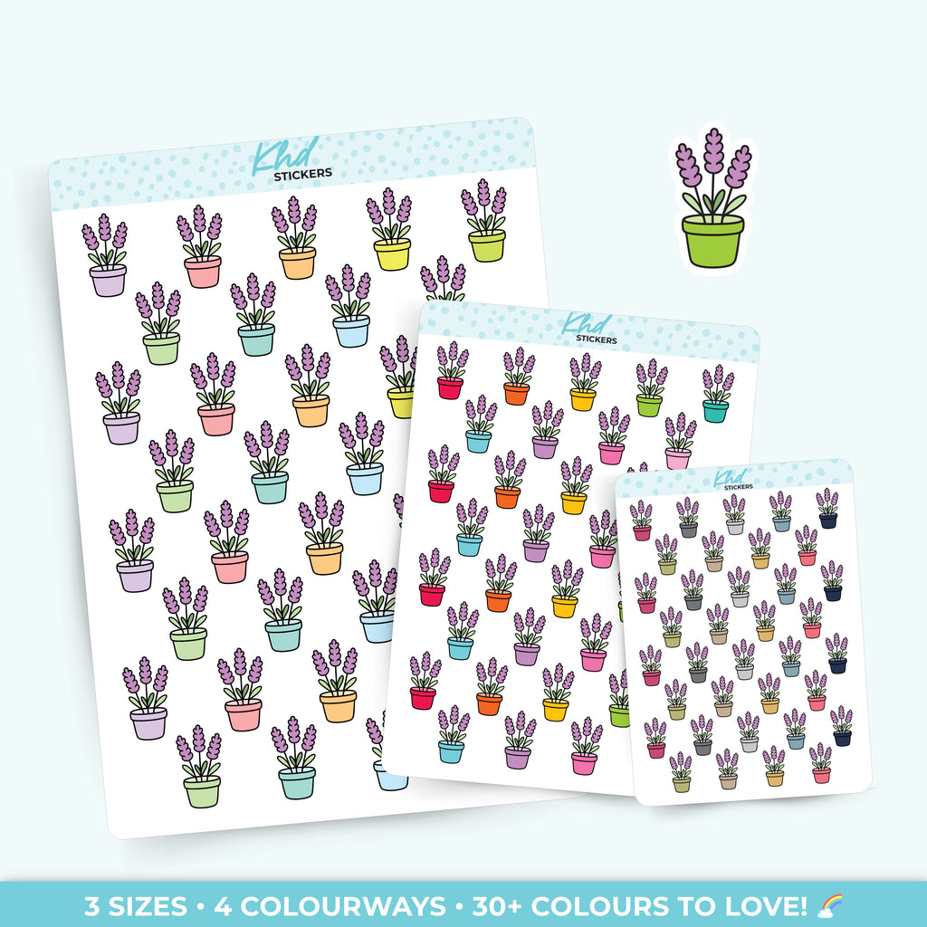 Lavender Pot Plant Stickers Small / LIFE