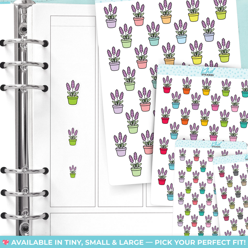 Lavender Pot Plant Stickers Small / LIFE
